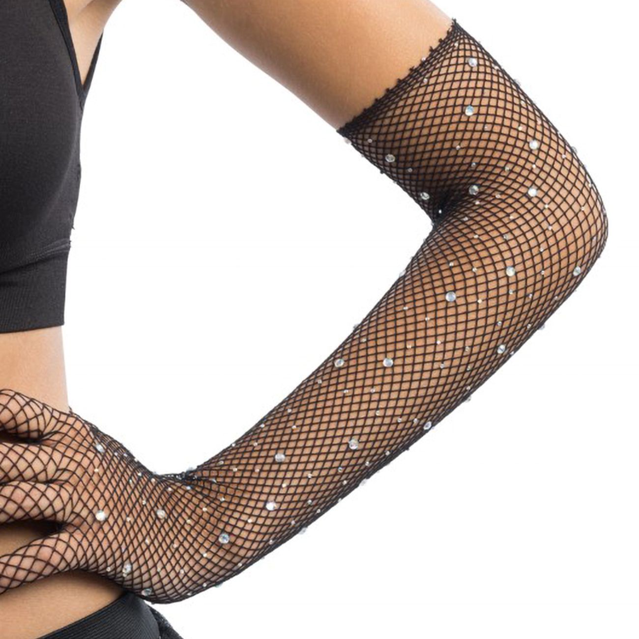 Långa Operahandskar med Stenar Svart