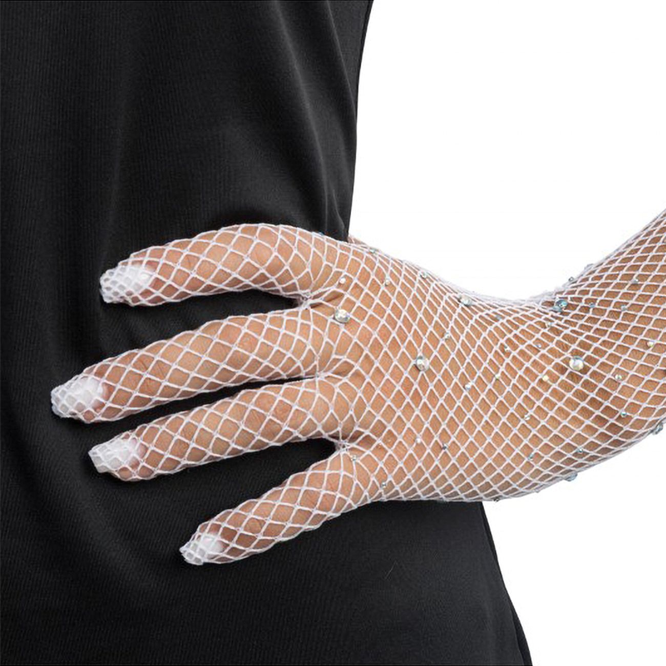 Långa Operahandskar med Stenar Vit