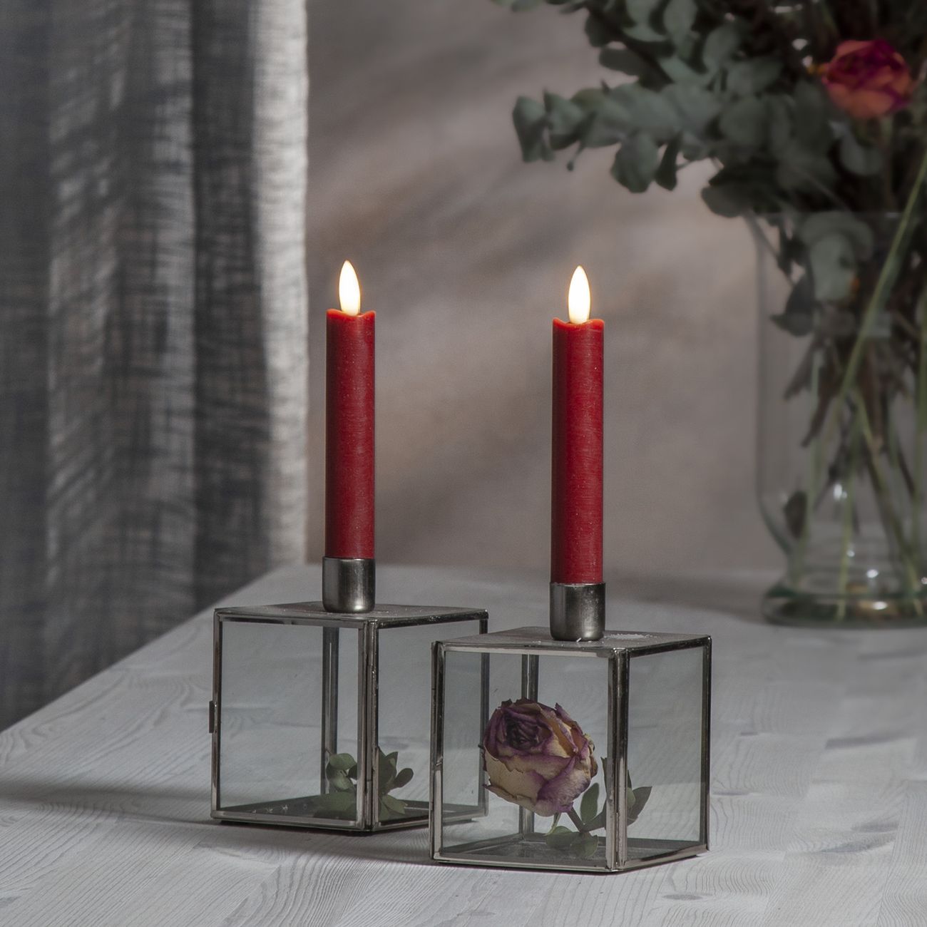 LED Antikljus Korta Rustic Röd