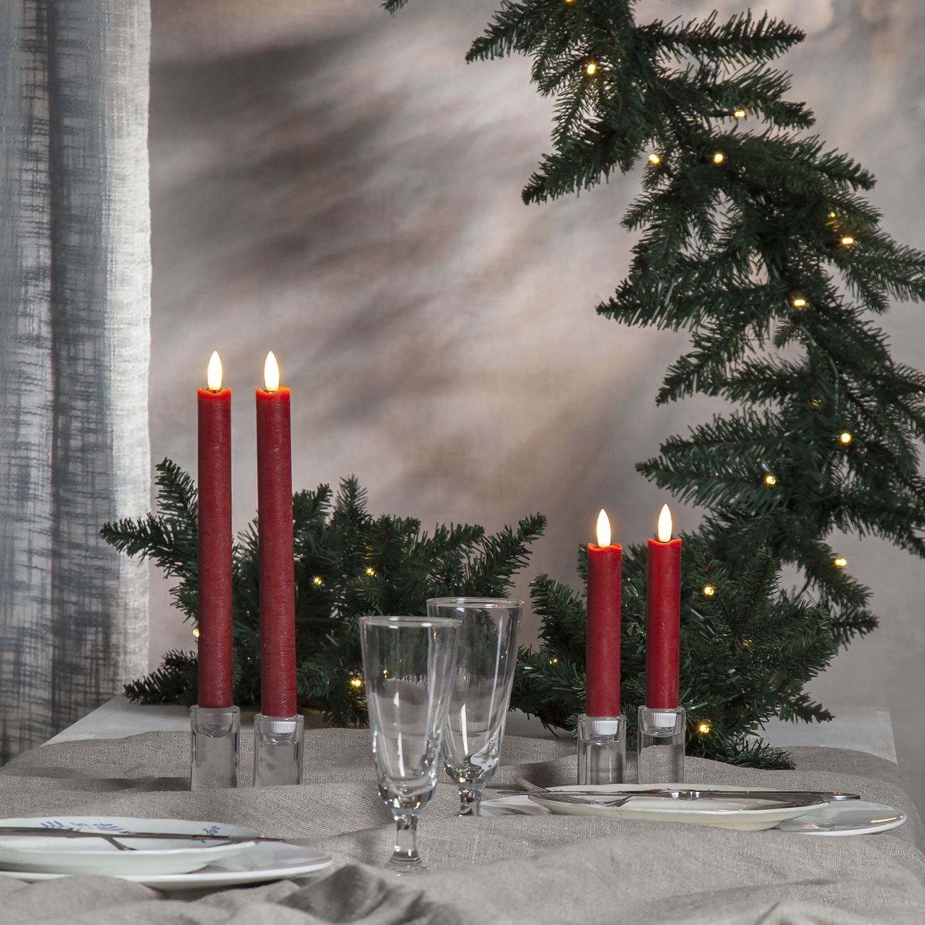 LED Antikljus Korta Rustic Röd