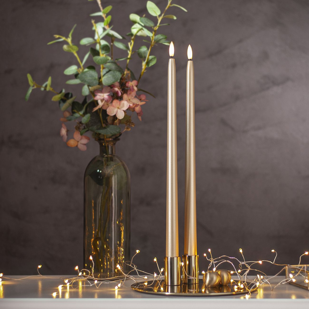 LED Antikljus Långa Metallic Guld