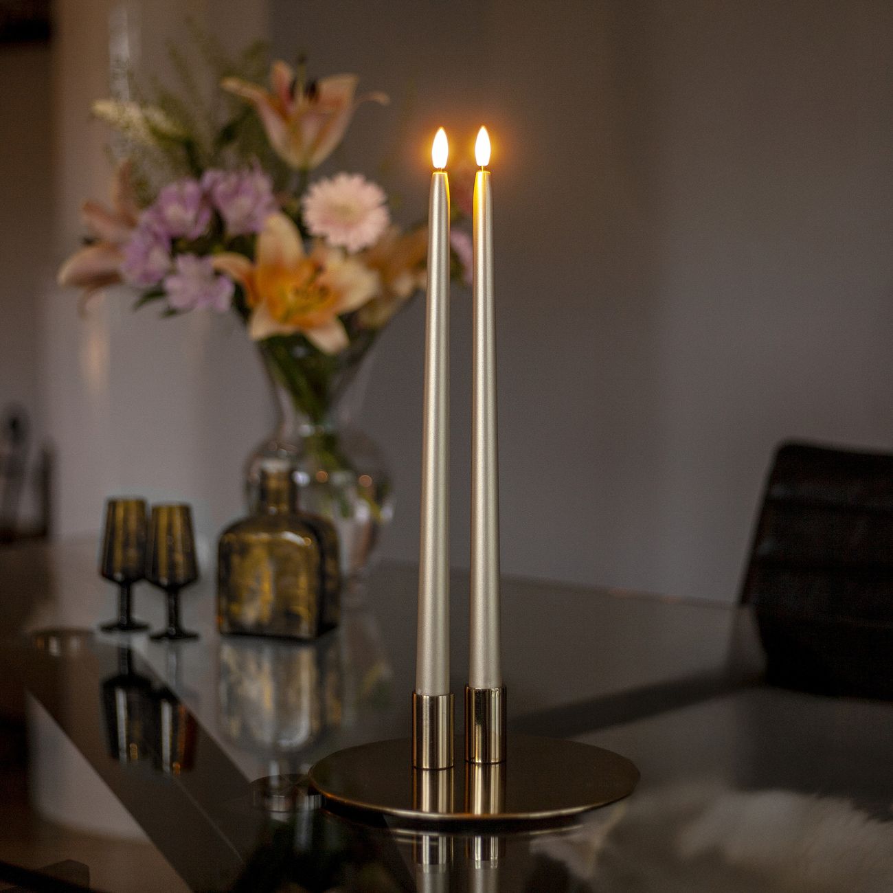 LED Antikljus Långa Metallic Guld