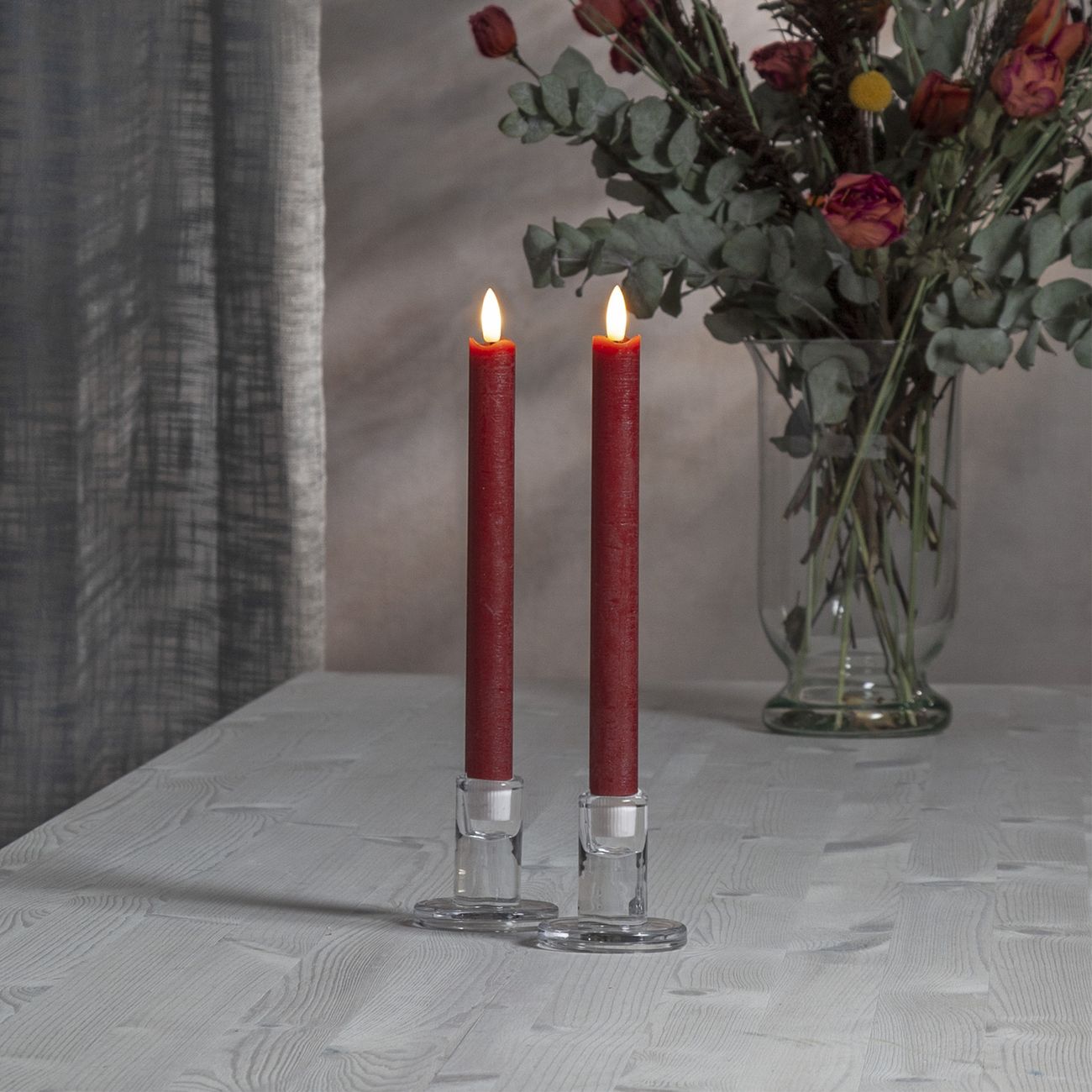 LED Antikljus Långa Rustic Röd