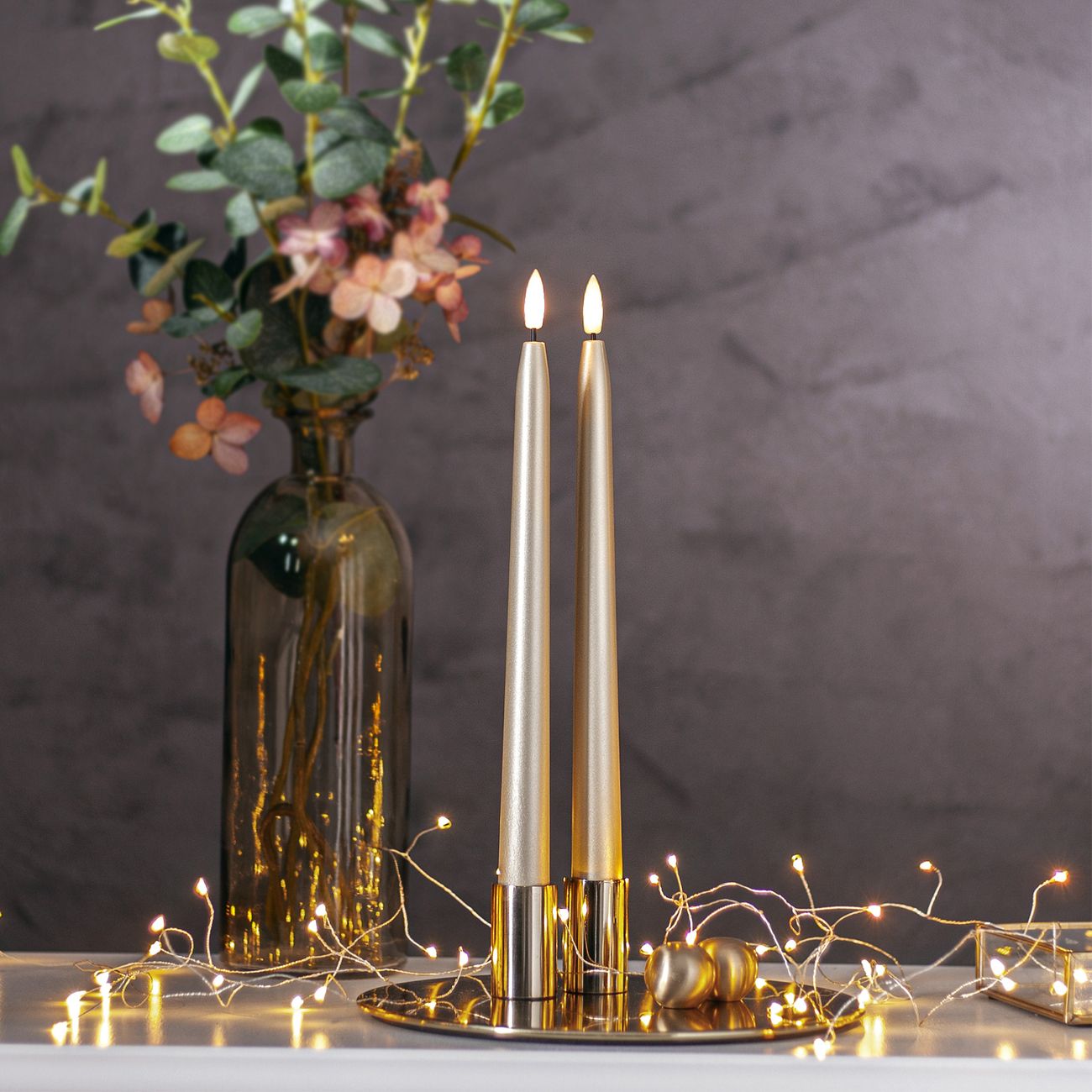 LED Antikljus Metallic Guld