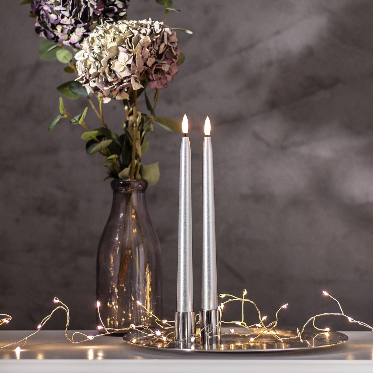 LED Antikljus Metallic Silver