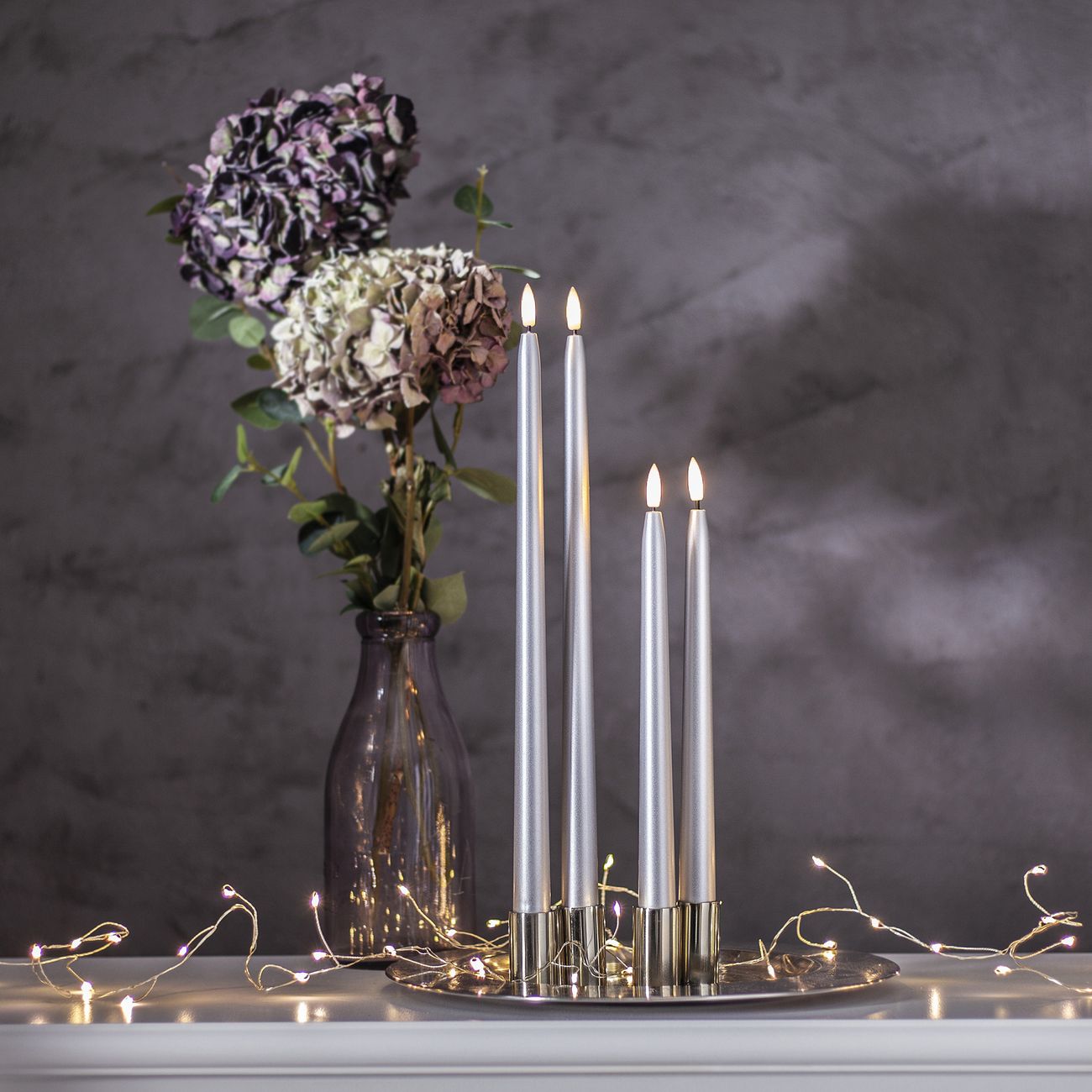 LED Antikljus Metallic Silver