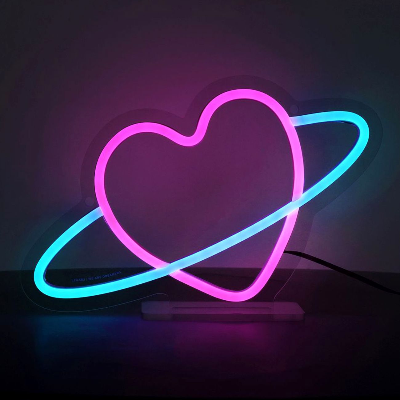 LED-lampa Planet Heart med Neon-effekt