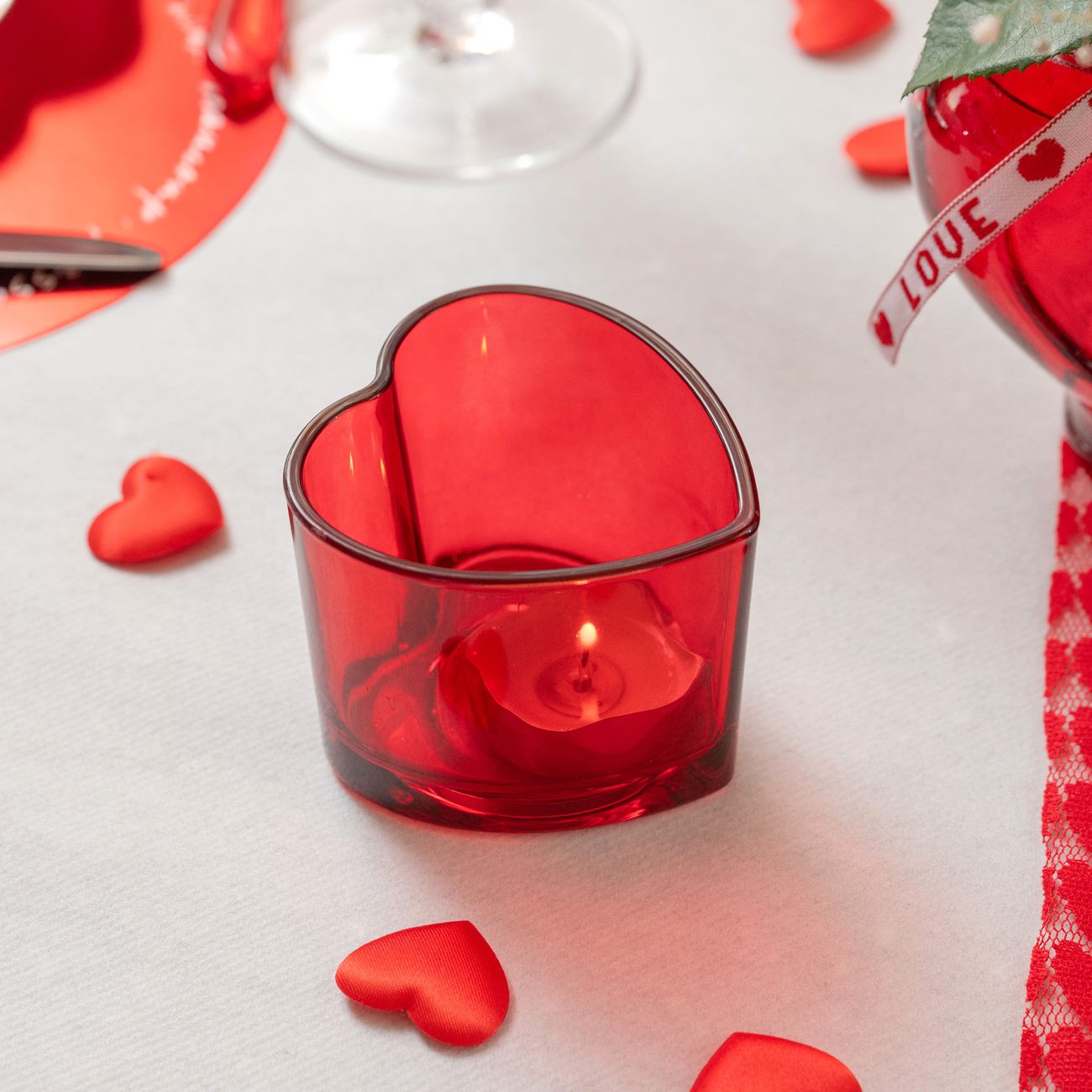Lysestake Hjerteformet Rød