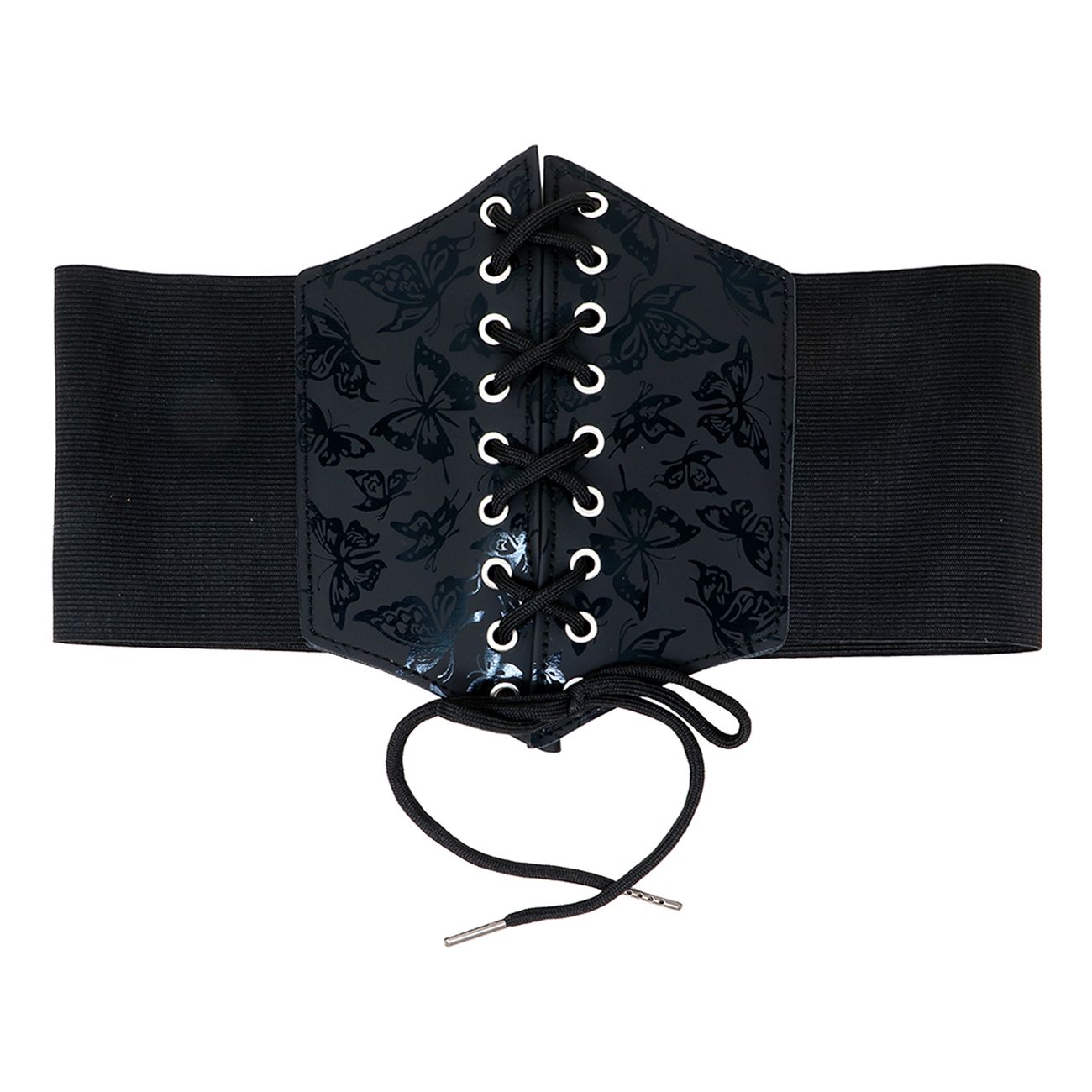 Midjekorsett Svart Fjärilar med Snörning