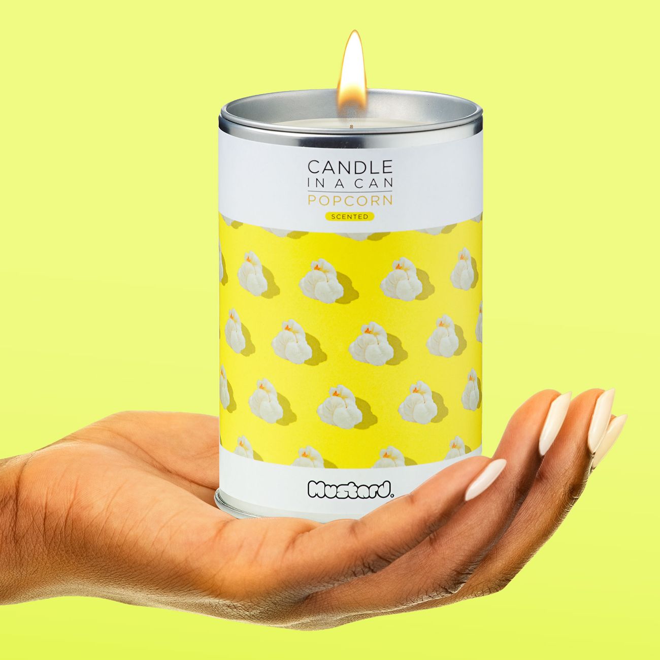 Mustard Candle In A Can Popcorn