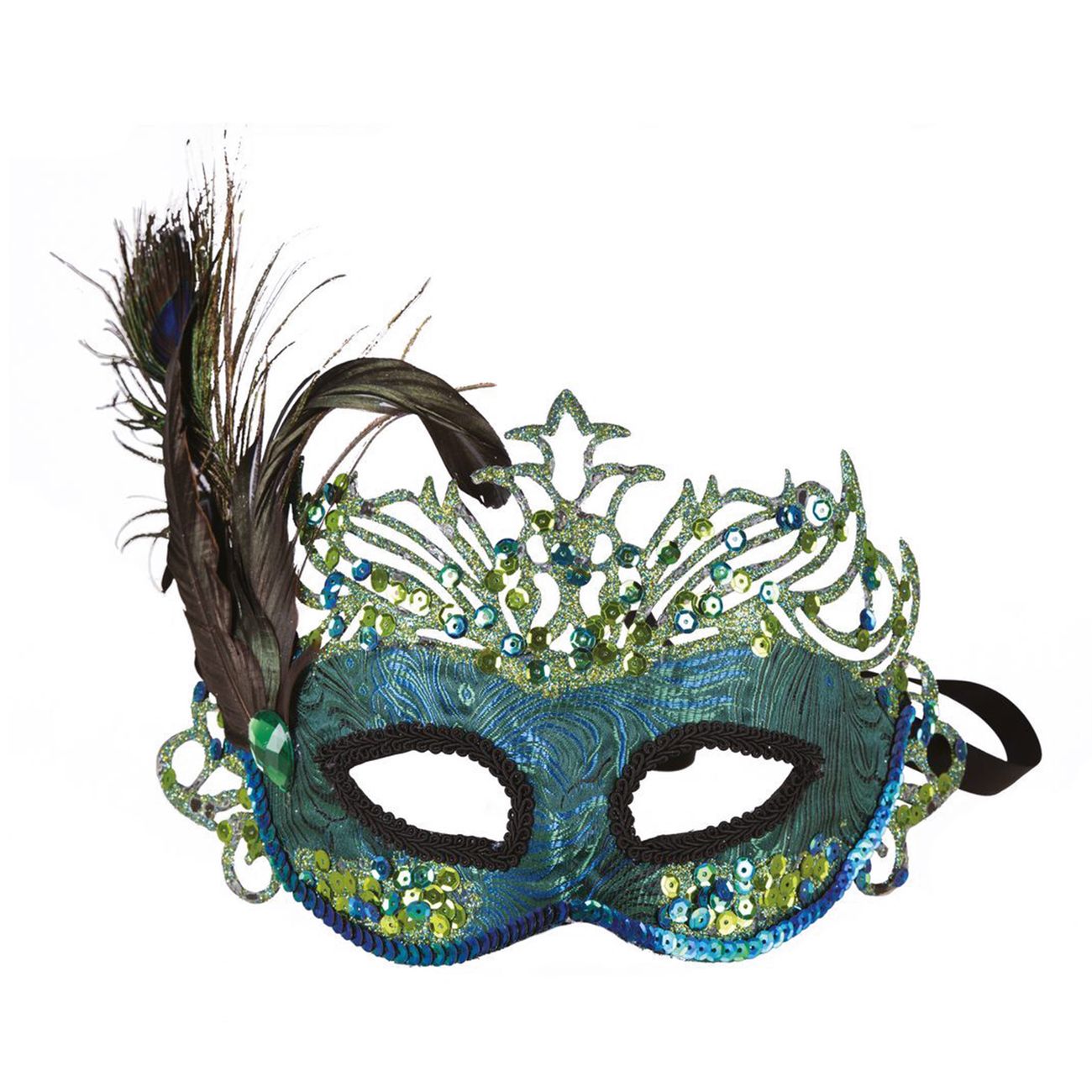 Ögonmask Påfågel Glitter med Fjädrar