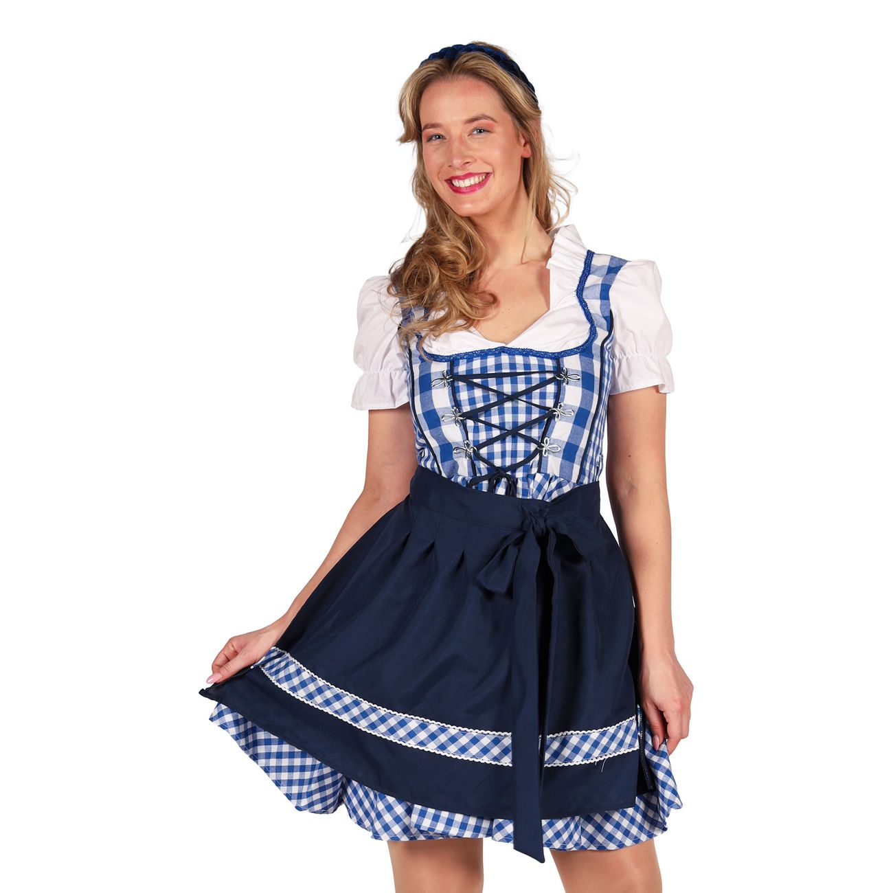 Oktoberfest Dirndl Edelweiss Blå/Vit Maskeraddräkt