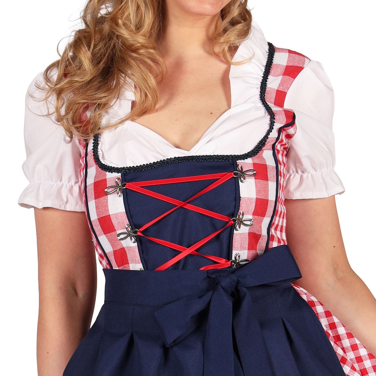 Oktoberfest Dirndl Edelweiss Röd/Vit Maskeraddräkt