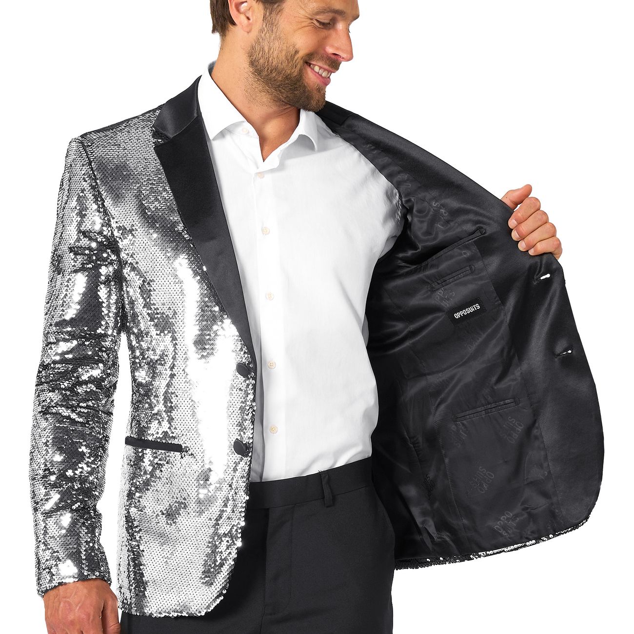 OppoSuits Paljettkavaj Briliant Silver