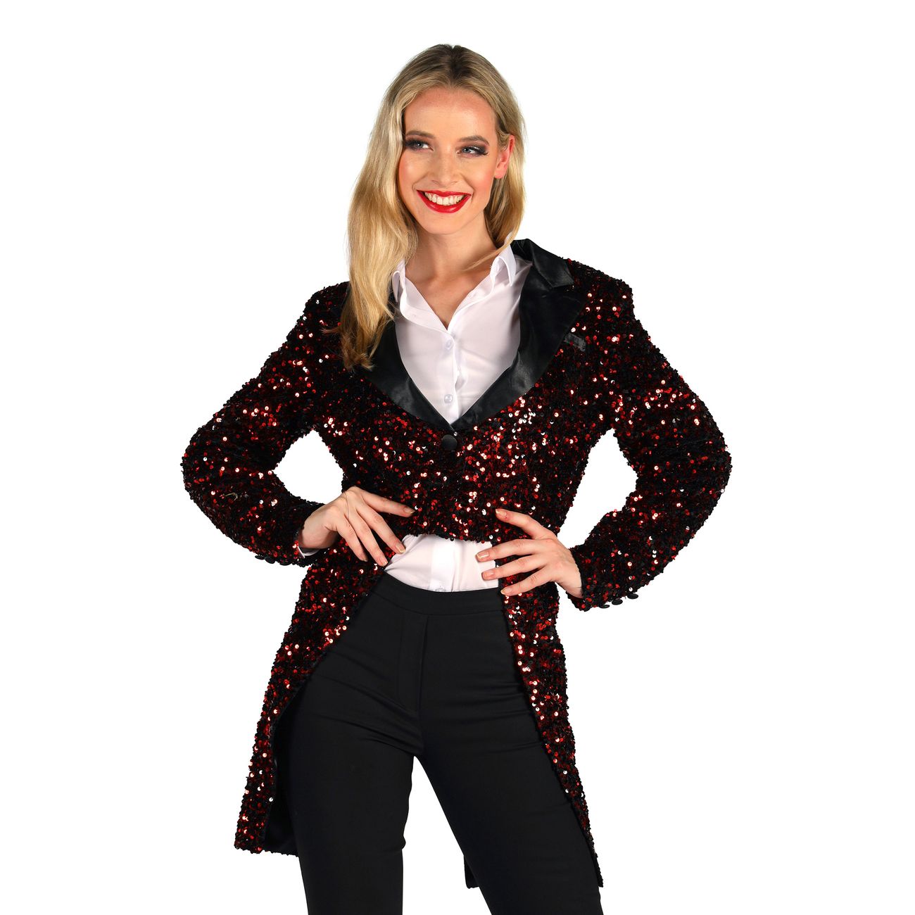 Paljettfrack Dam Svart/Röd Deluxe