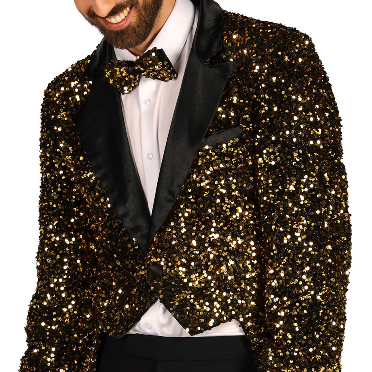 Paljettfrack Herr Svart/Guld Deluxe
