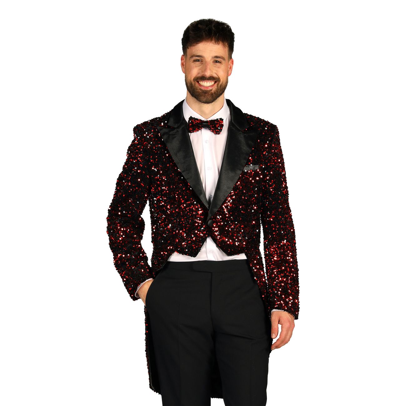 Paljettfrack Herr Svart/Röd Deluxe