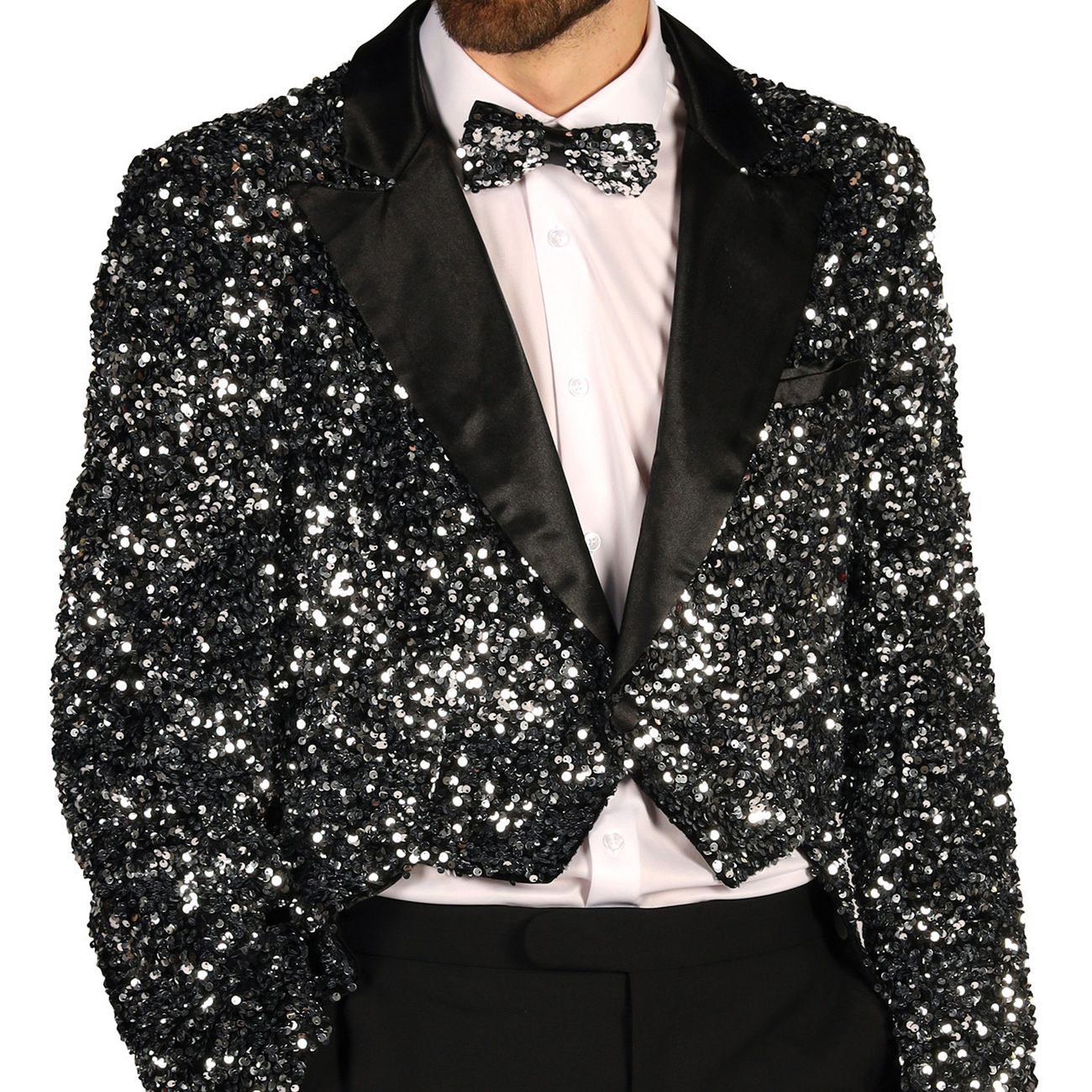 Paljettfrack Herr Svart/Silver Deluxe