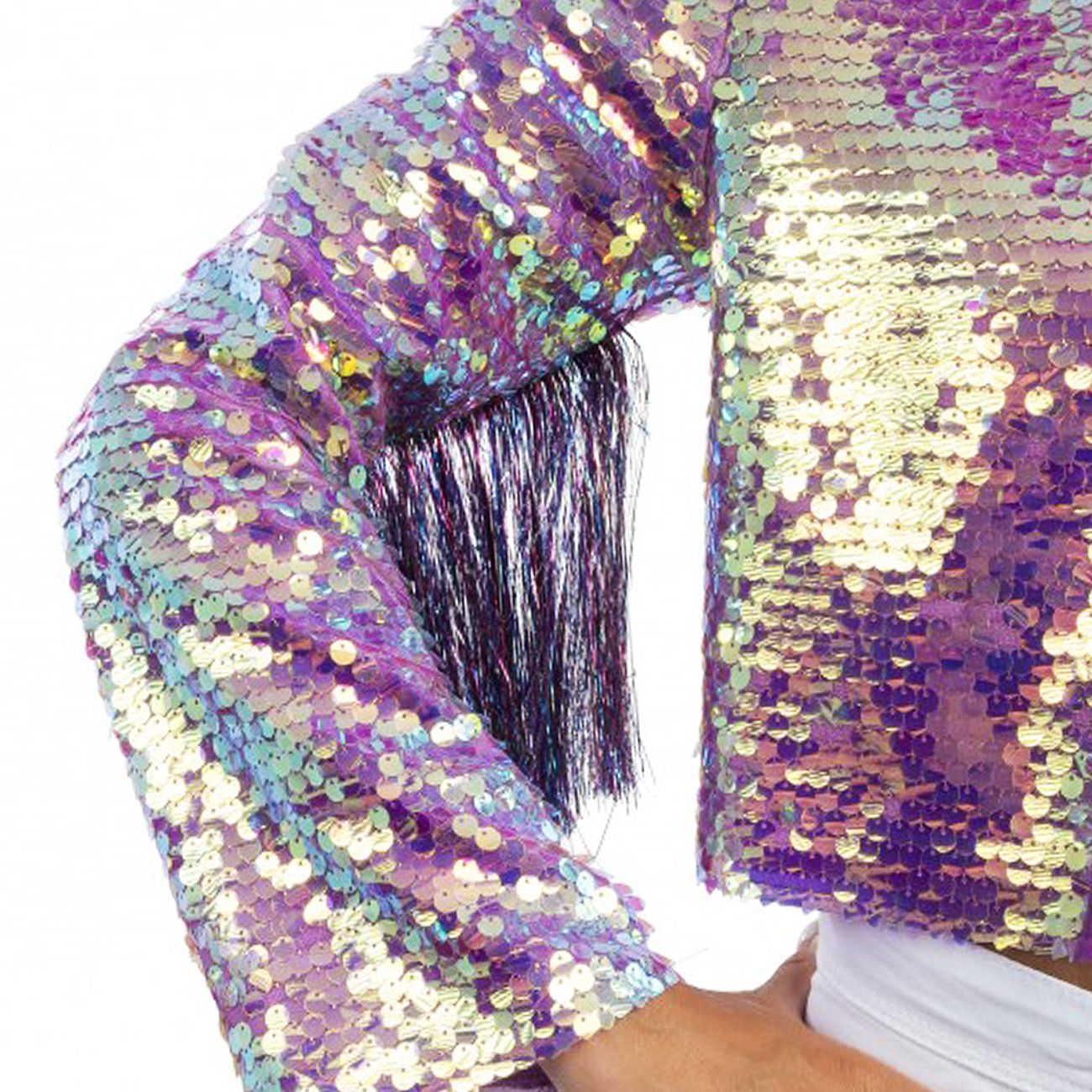 Paljettjakke Lilla med Frynser