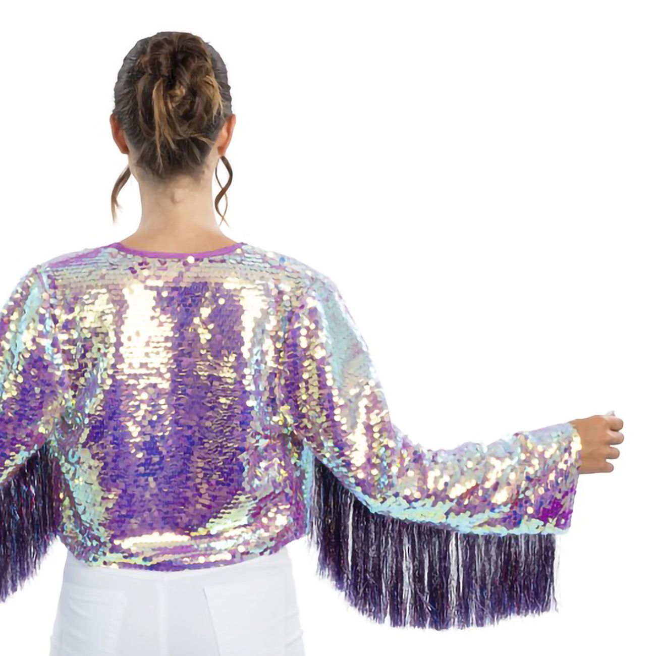 Paljettjakke Lilla med Frynser