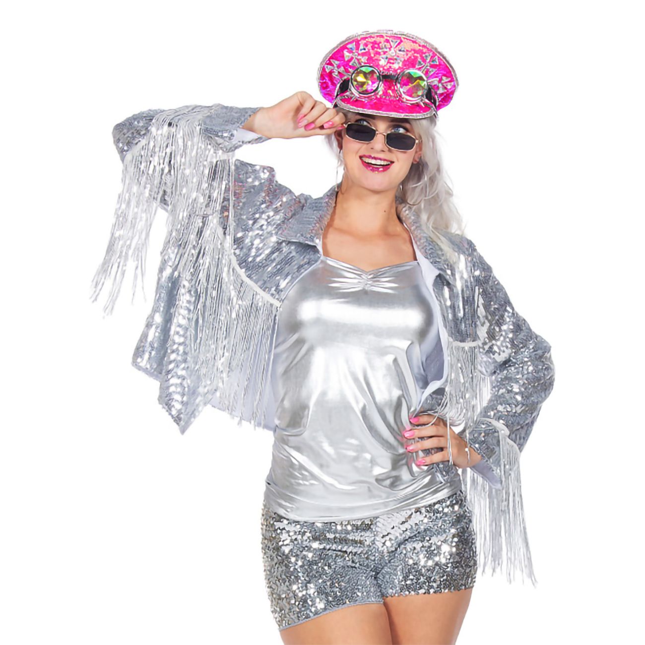 Paljettjacka med Fransar Silver