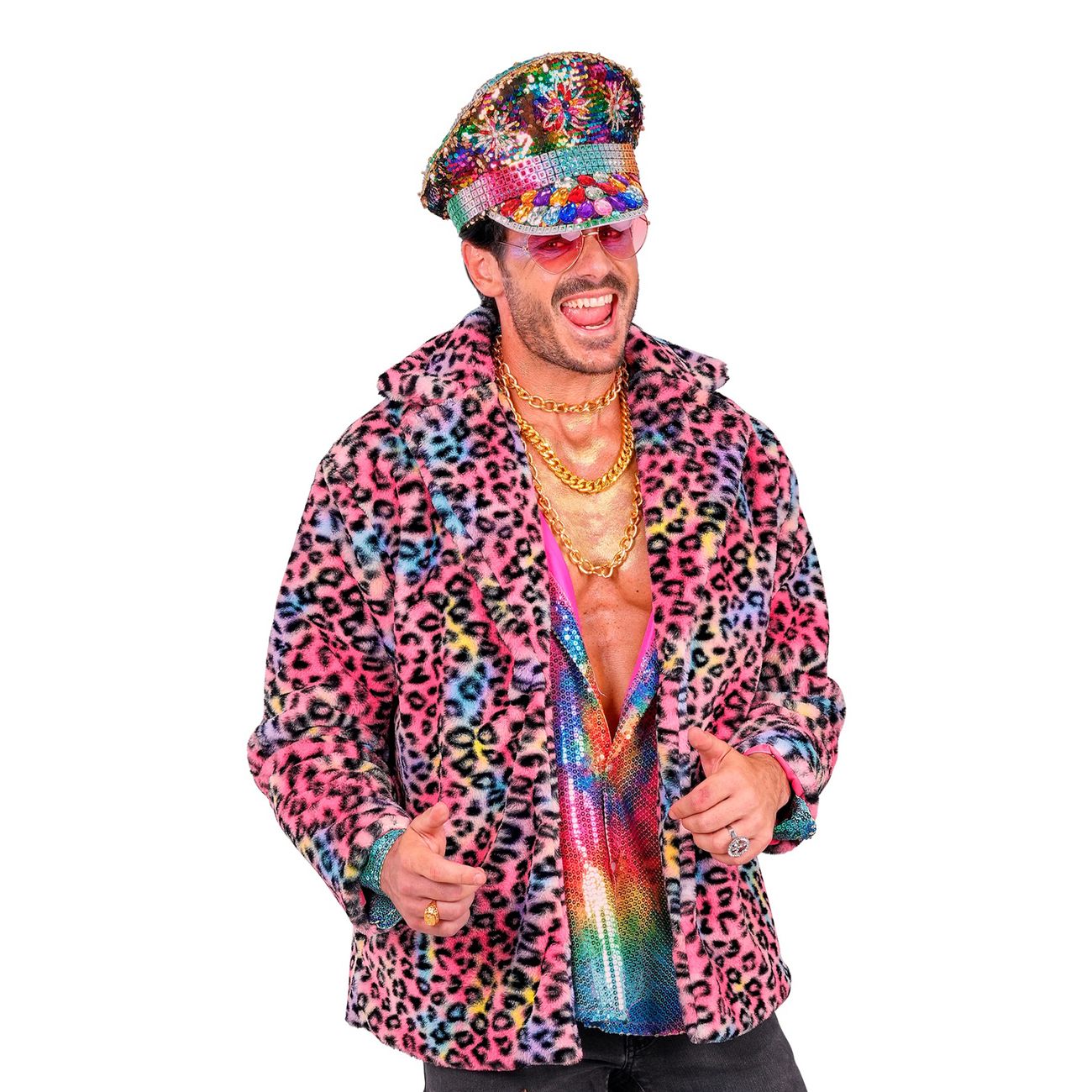 Pälsjacka Leopard Rosa