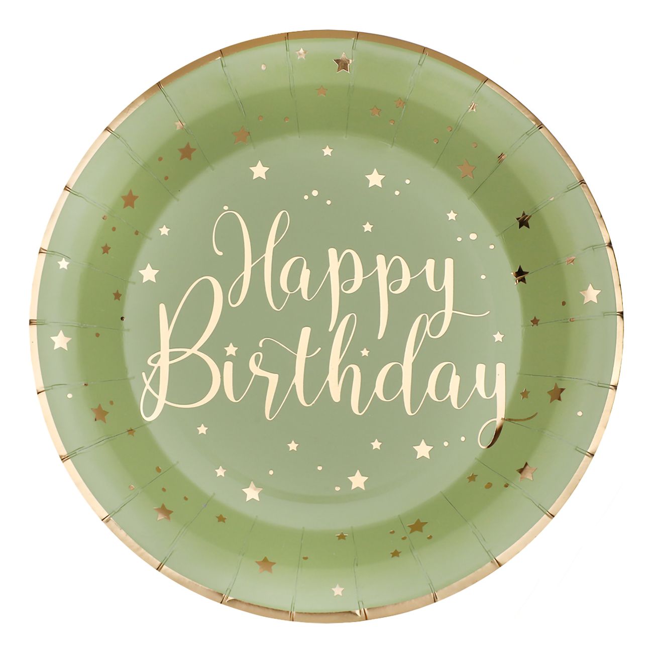 Papperstallrik Happy Birthday Grön/Guld