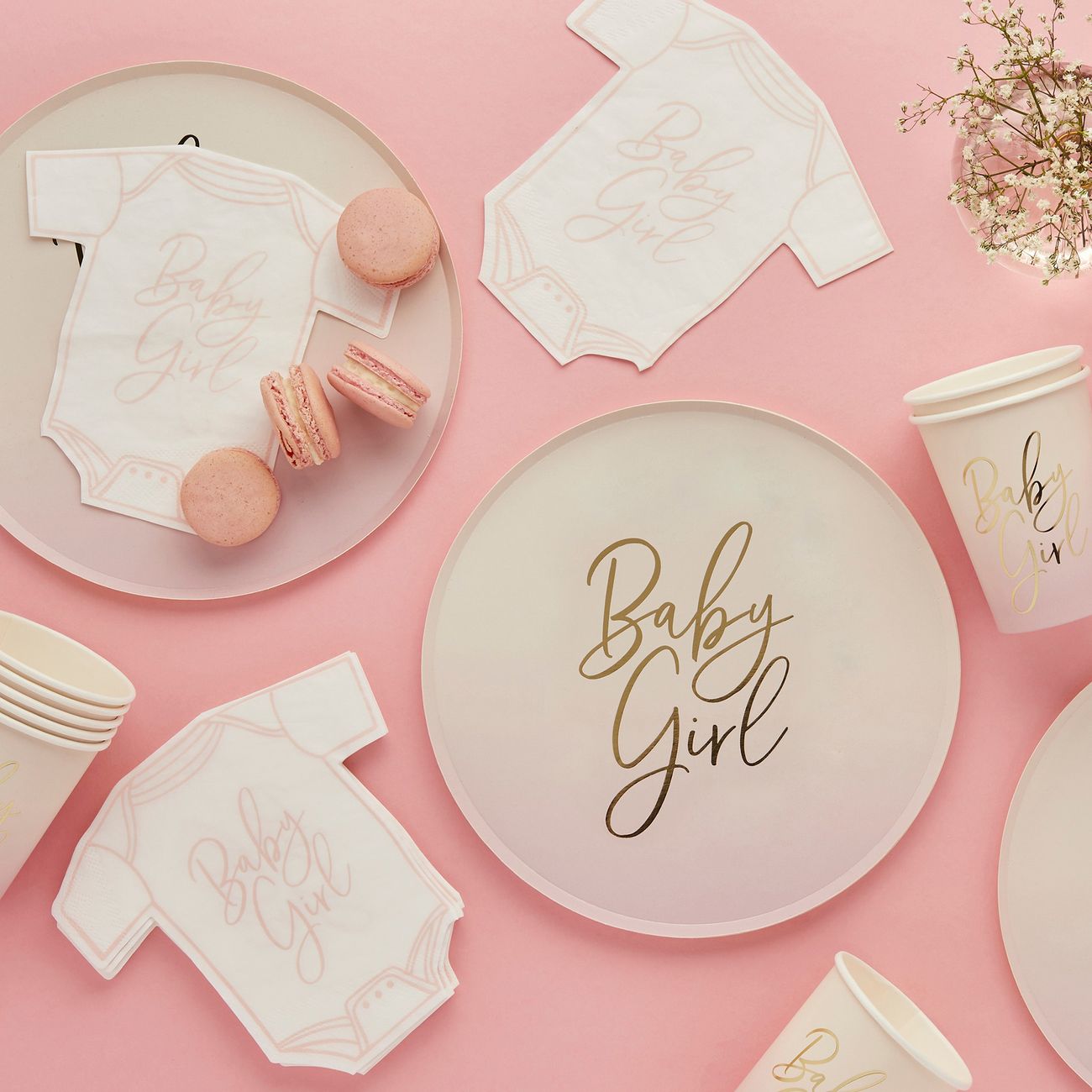Papperstallrikar Baby Girl Ljusrosa