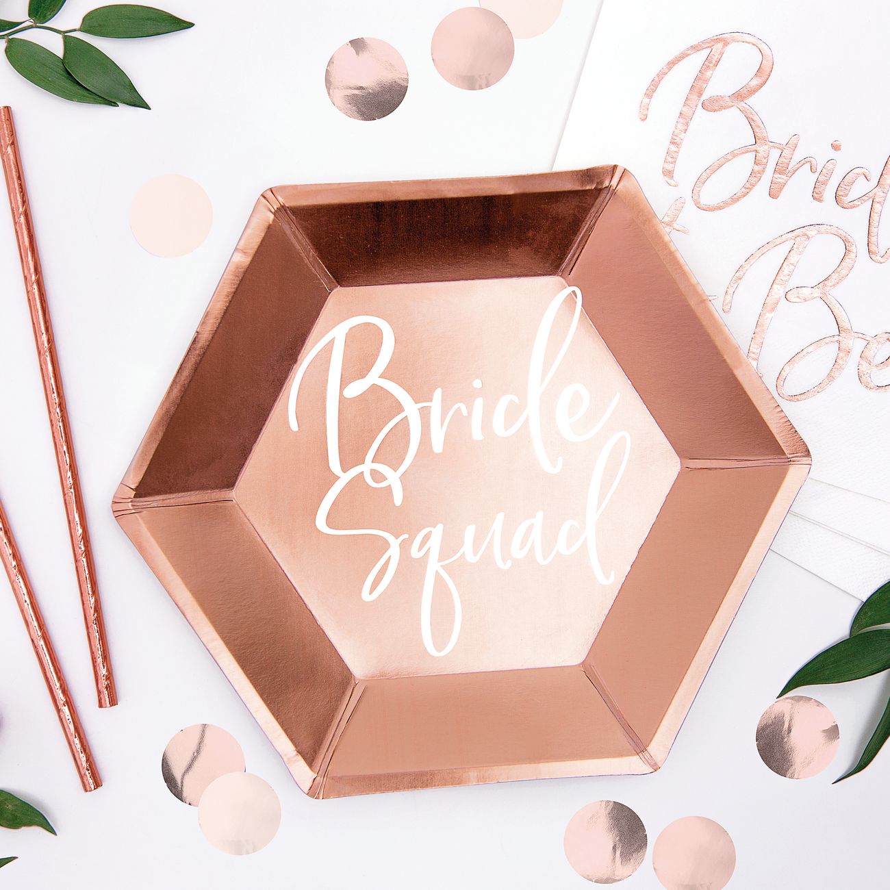 Papperstallrikar Bride Squad Roséguld