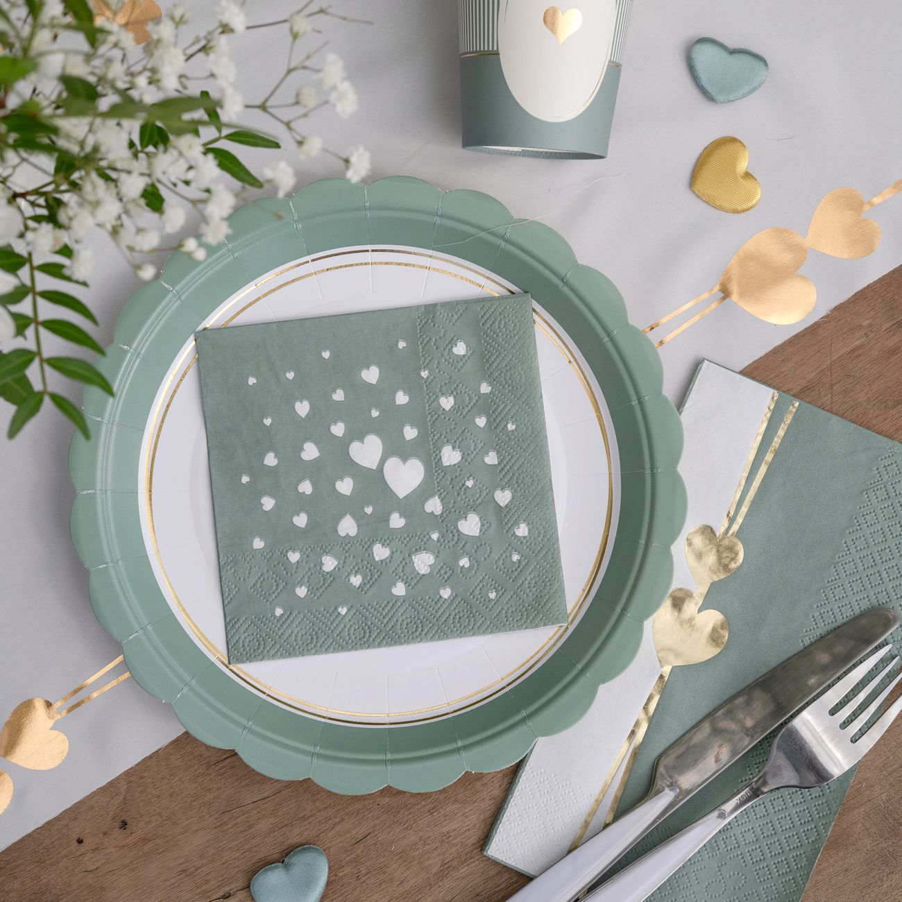 Papperstallrikar Dusty Green