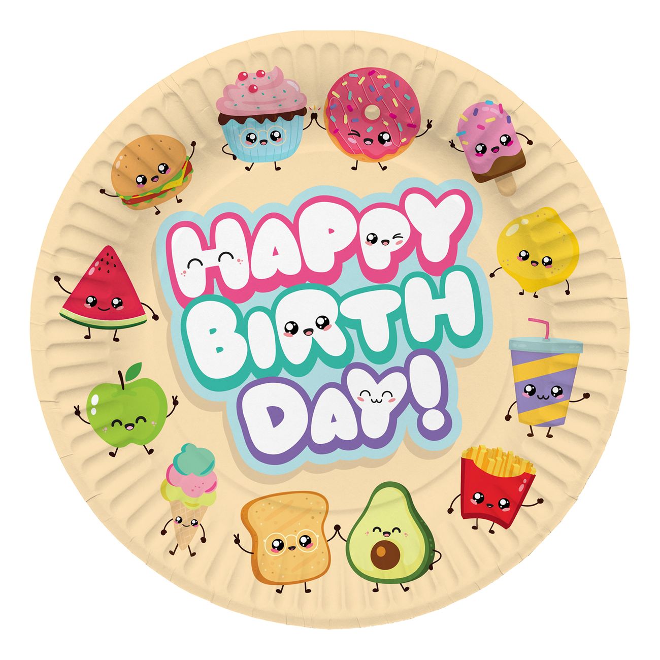 Papperstallrikar Happy Birthday Kawaii