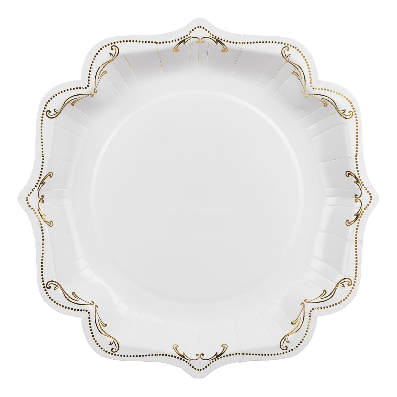 Papperstallrikar Ornament Guld/Vit