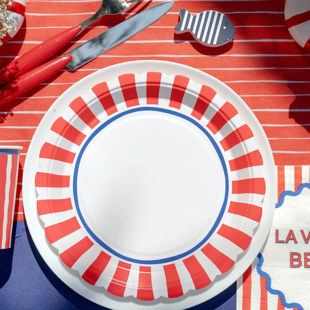 Papperstallrikar Röd/Blå