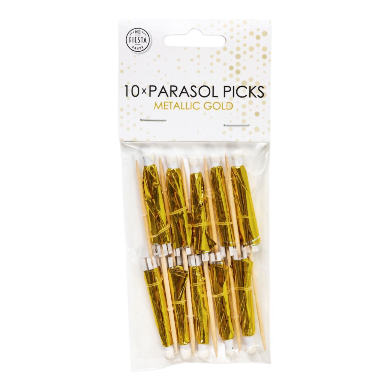 Partypicks Drinkparaply Guld Metallic
