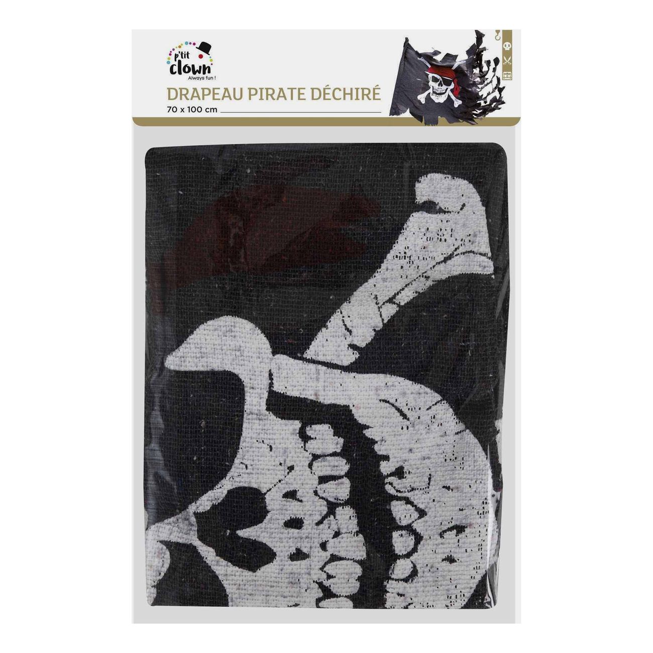 Piratflagga Jolly Roger Sliten