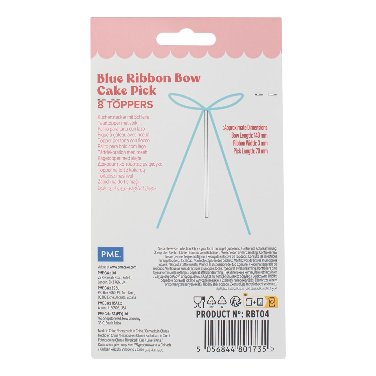 PME Tårtdekorationer med Rosett Ljusblå