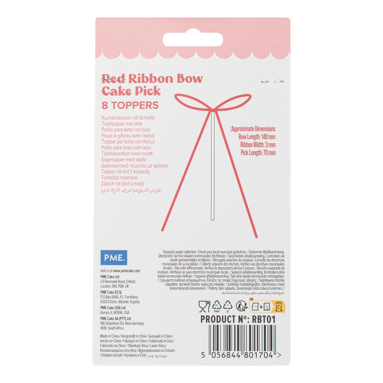 PME Tårtdekorationer med Rosett Röd