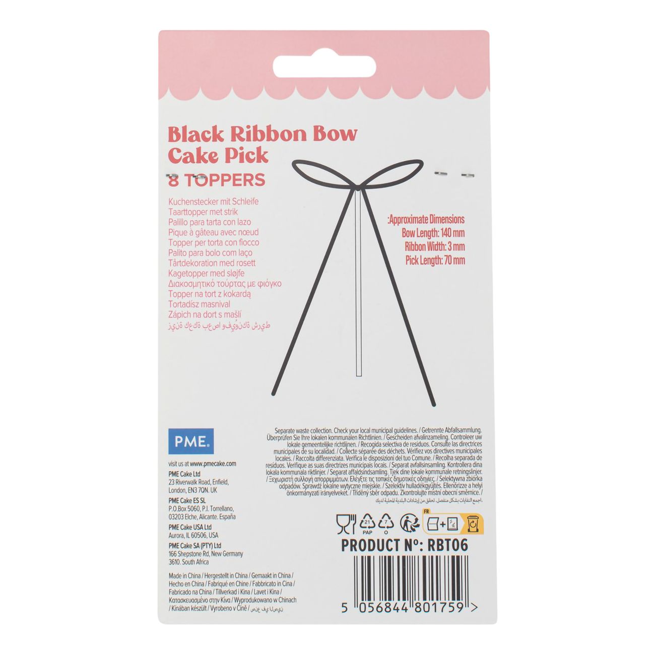 PME Tårtdekorationer med Rosett Svart