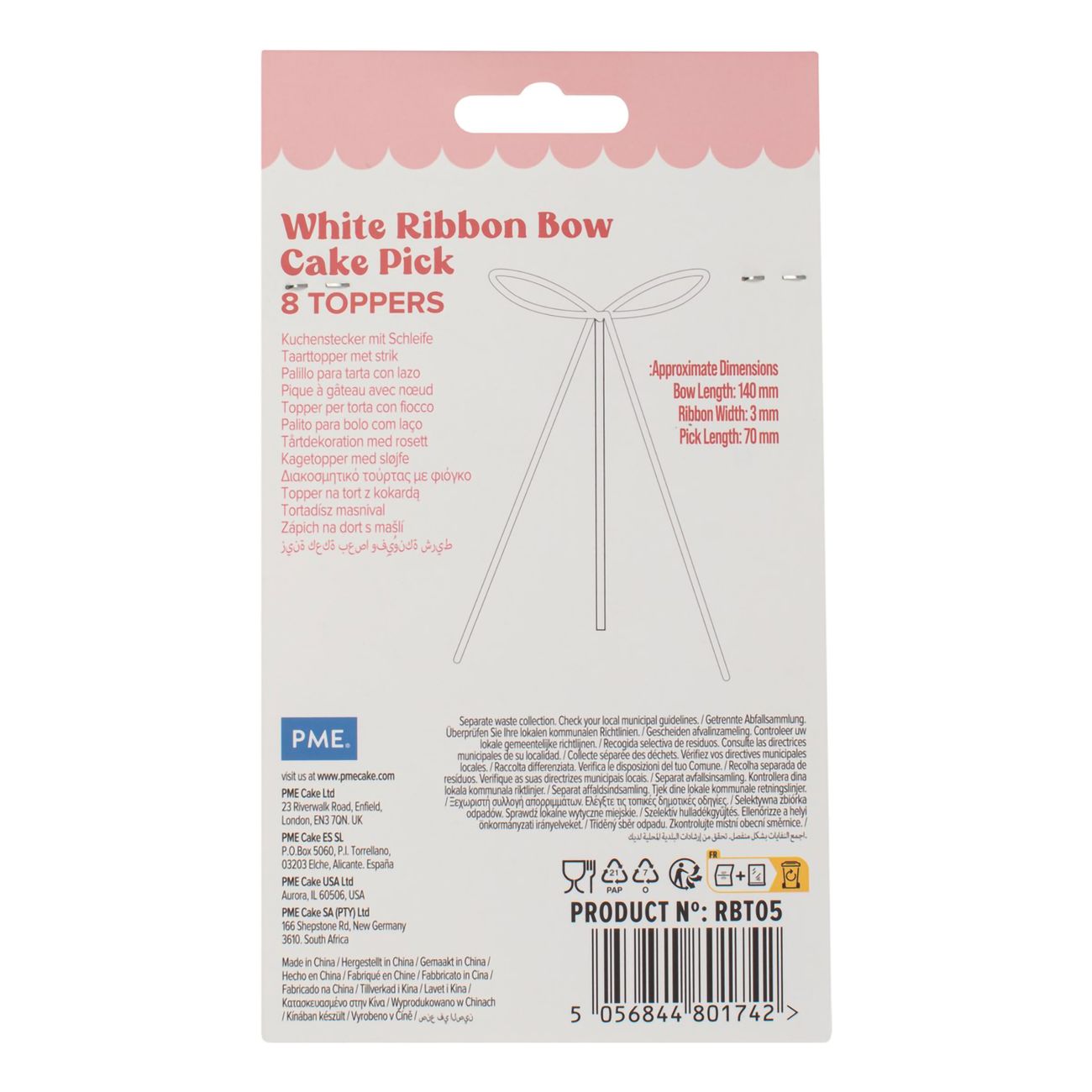 PME Tårtdekorationer med Rosett Vit