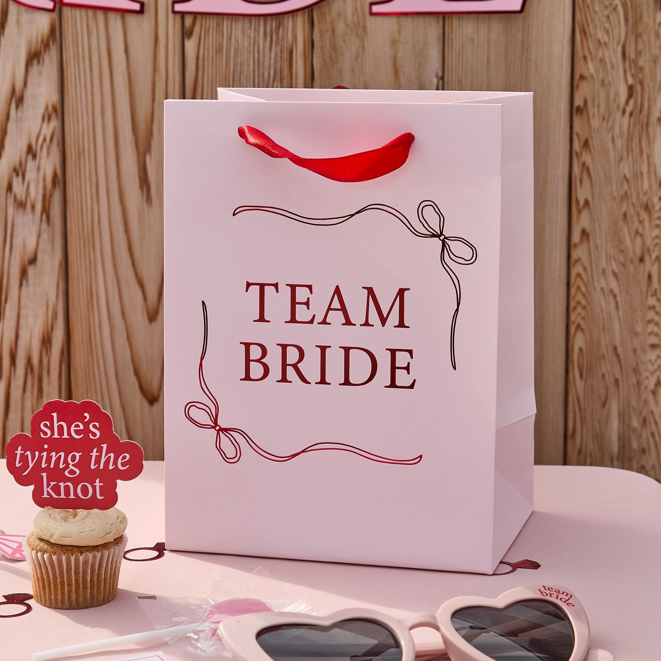 Presentpåsar Team Bride Rosa Rosett