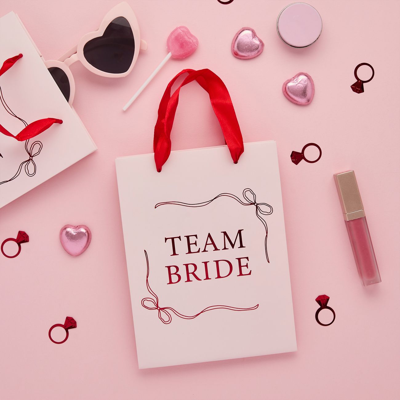 Presentpåsar Team Bride Rosa Rosett