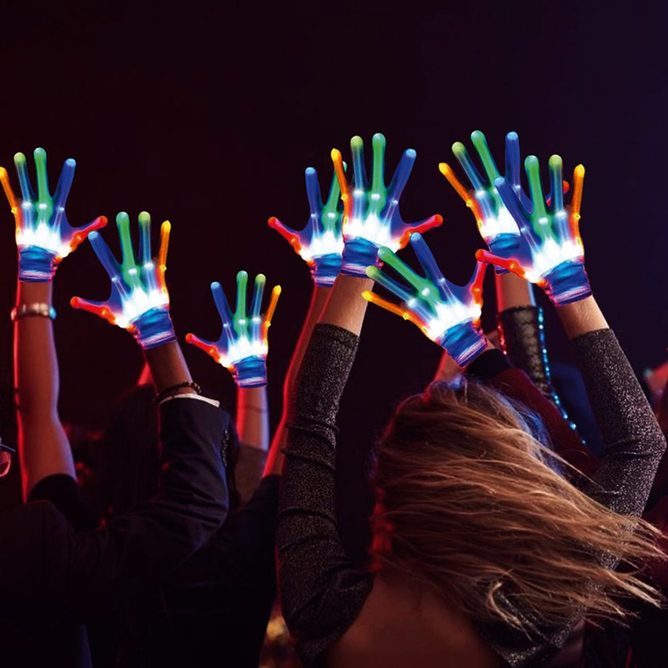 Røntgen flerfargede LED-hansker