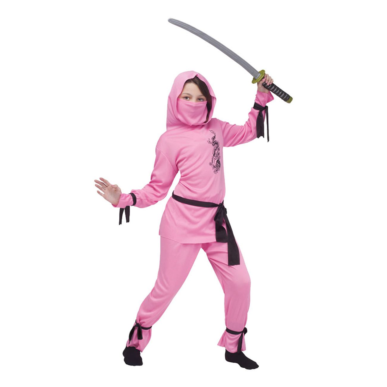 rosa-ninja-barn-maskeraddrakt-2