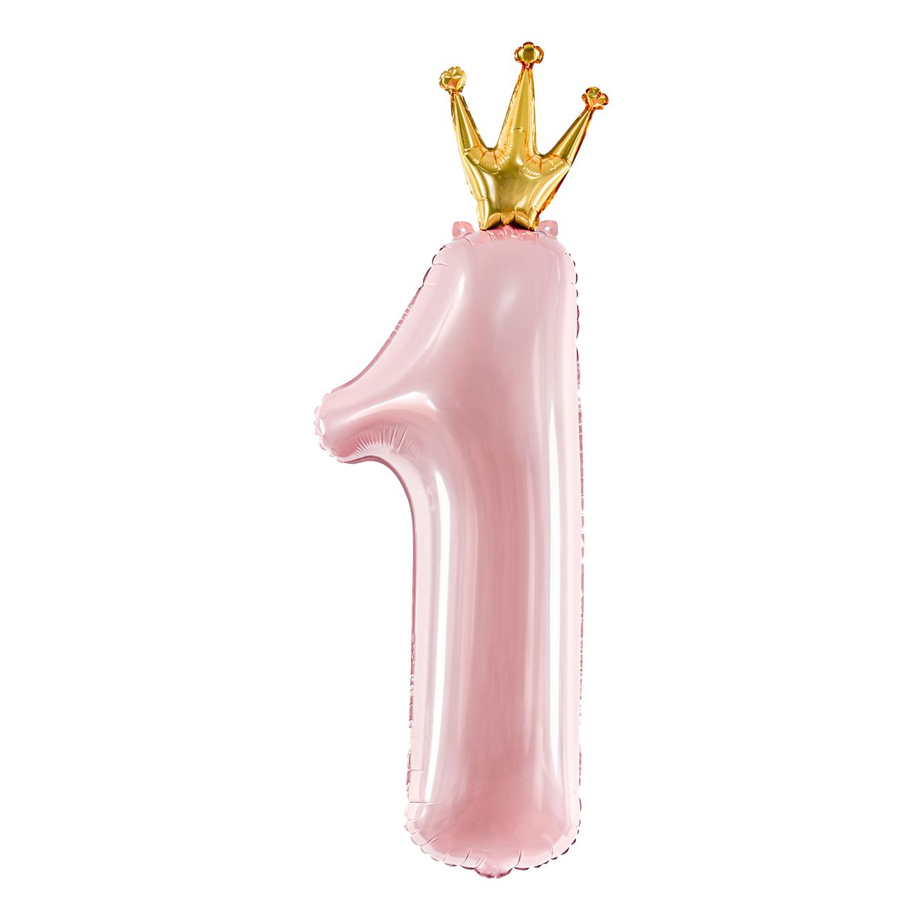 Vaaleanpunainen Numeroilmapallo 1 Kruunulla