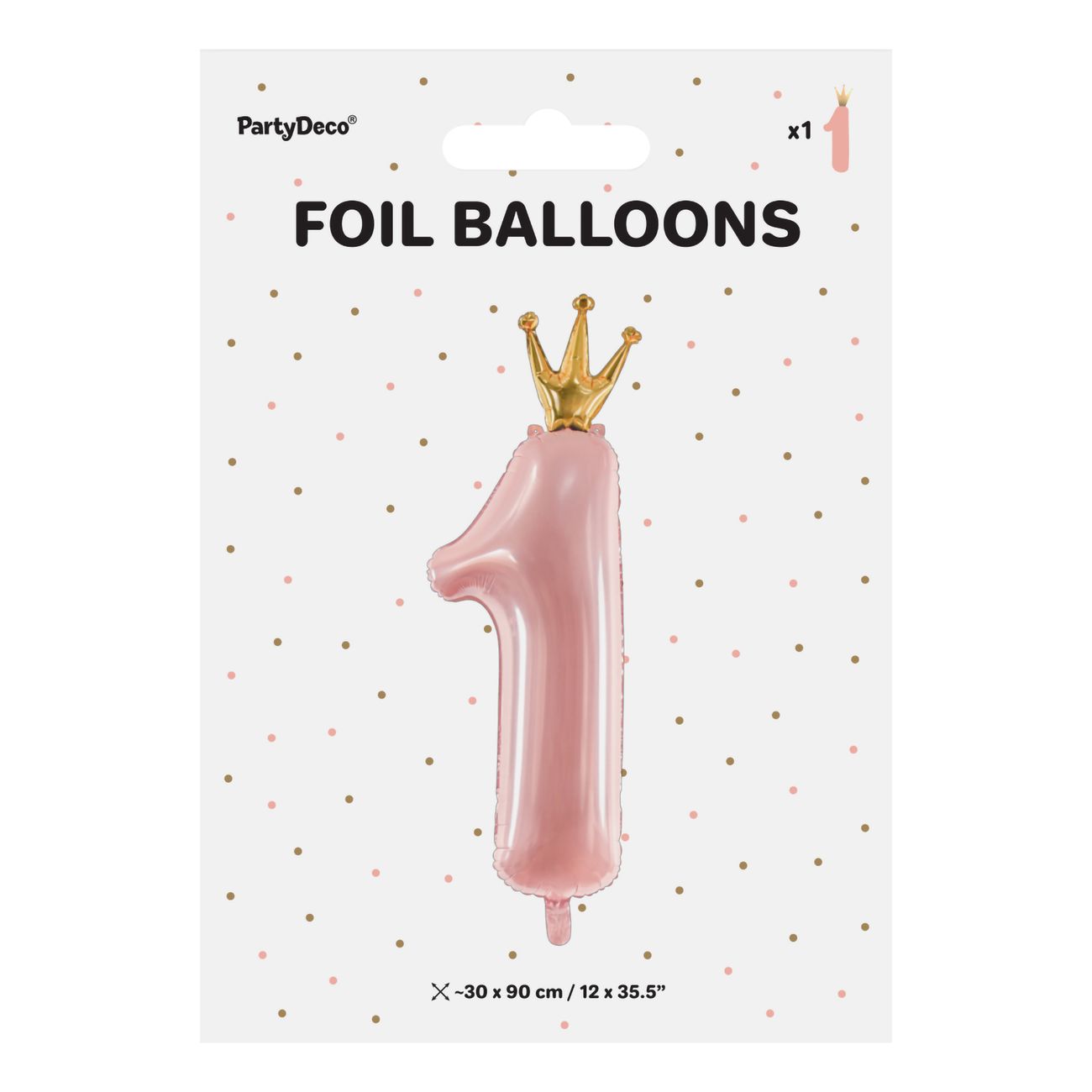Vaaleanpunainen Numeroilmapallo 1 Kruunulla