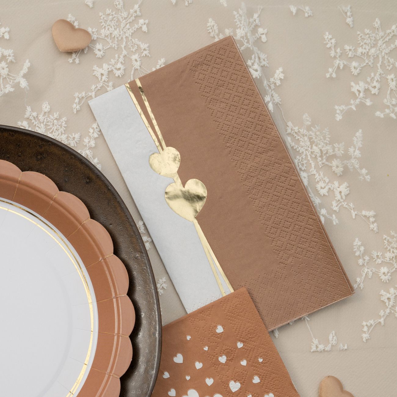 Servetter Hjärta Mocha