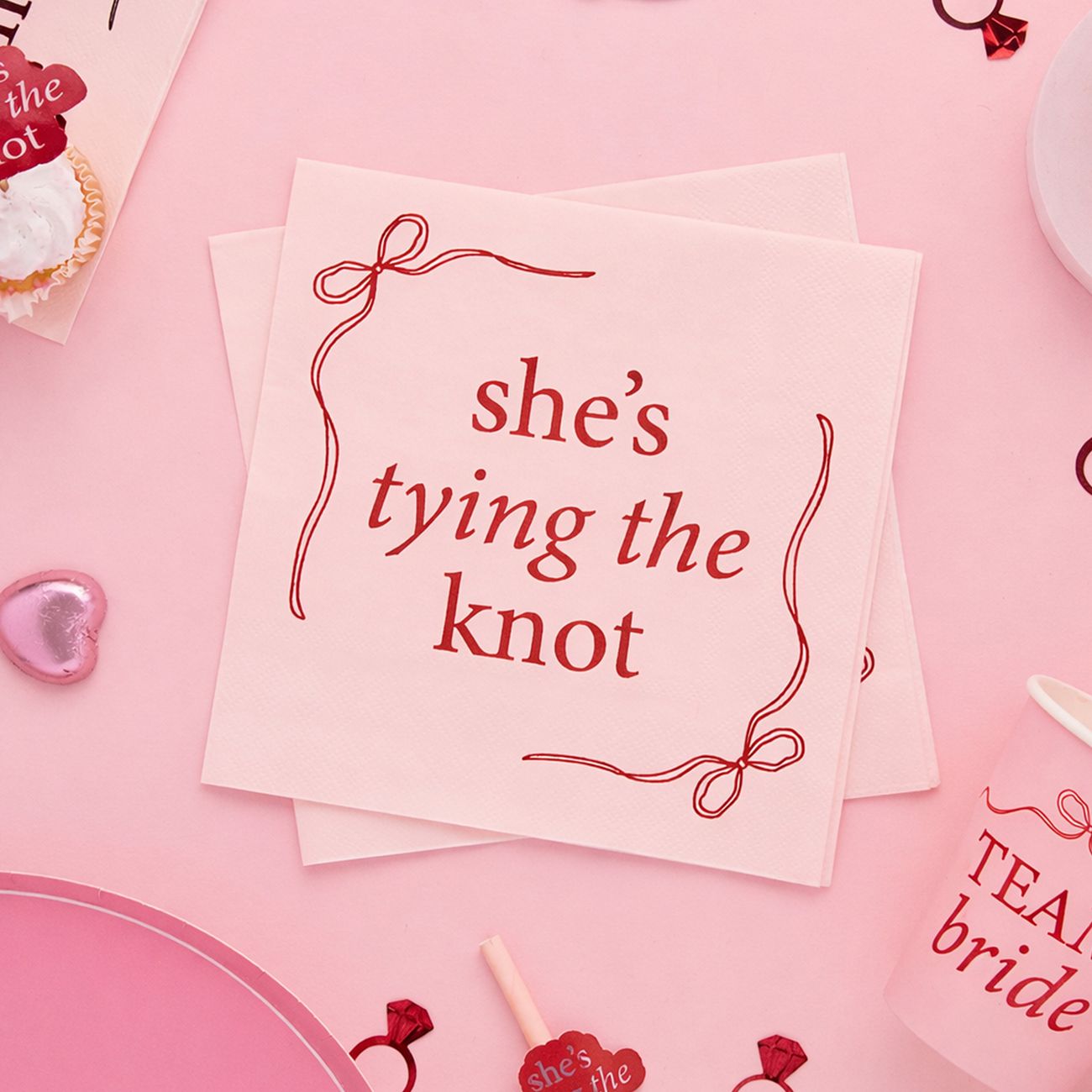 Servetter She's Tying the Knot Rosa Rosett
