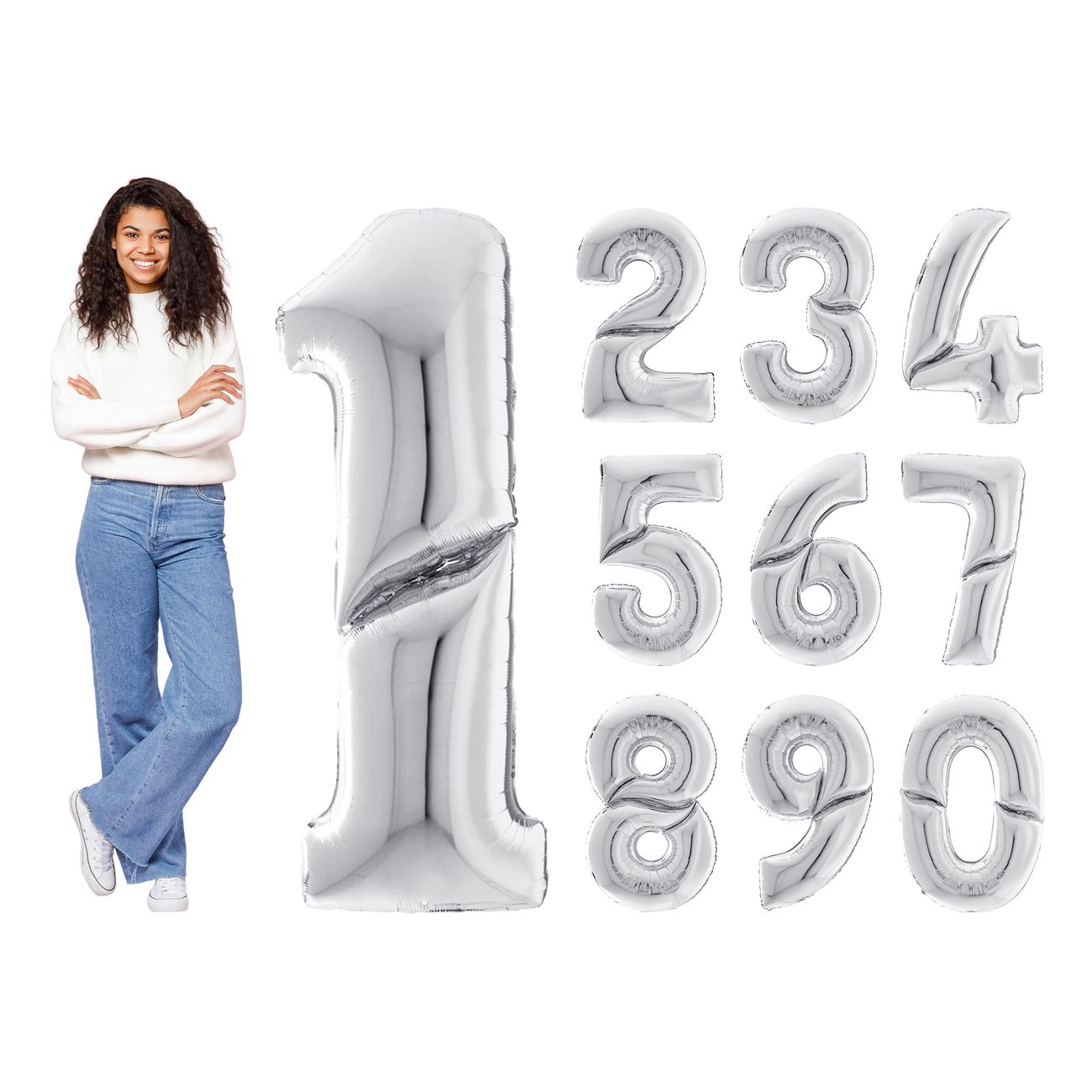 Talballon Sølv Gigantisk