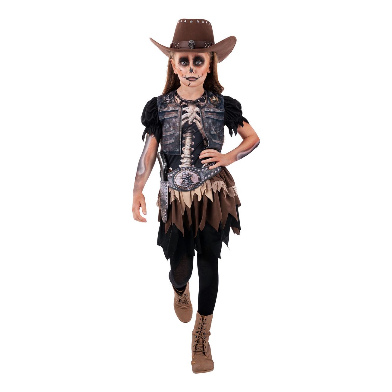 Skelett Cowgirl Barn Maskeraddräkt