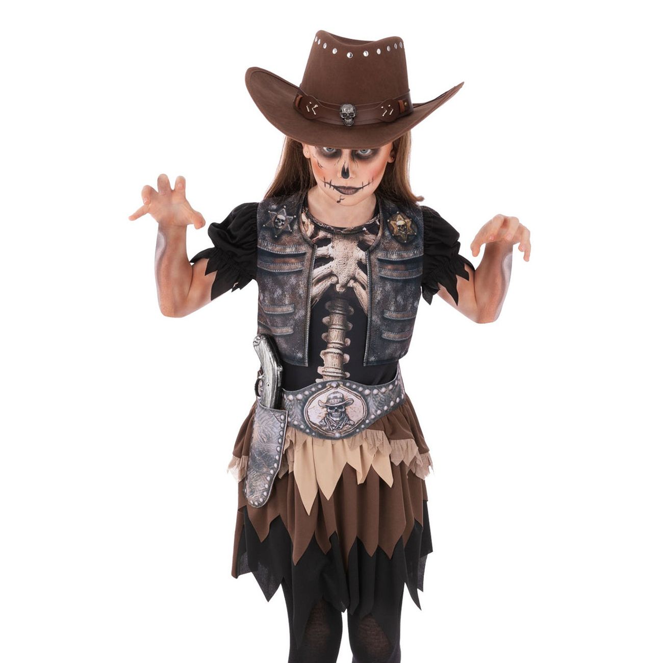 Skelett Cowgirl Barn Maskeraddräkt